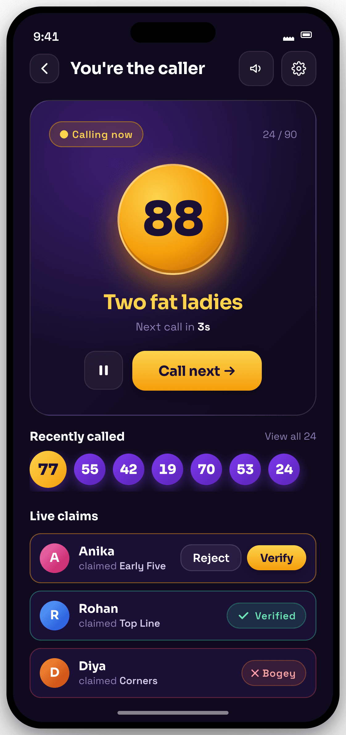 Tambola number caller view