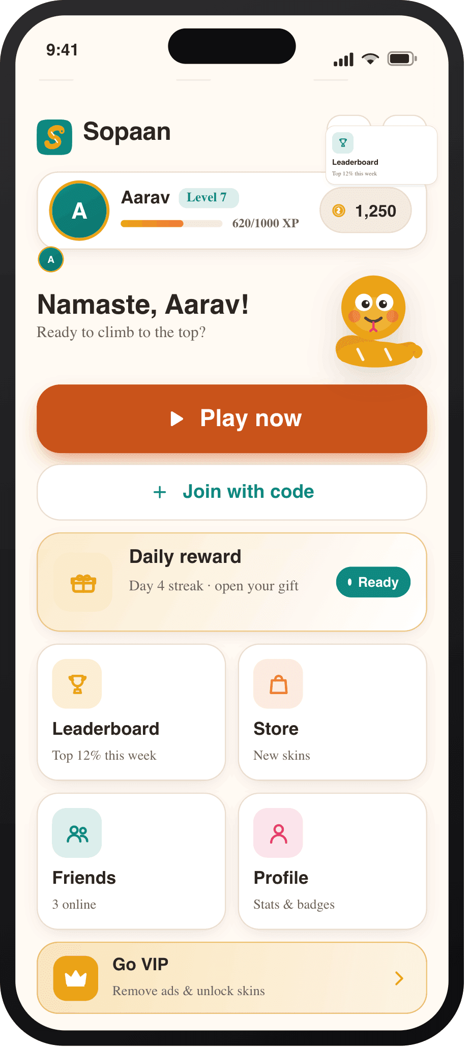 Sopaan home screen preview