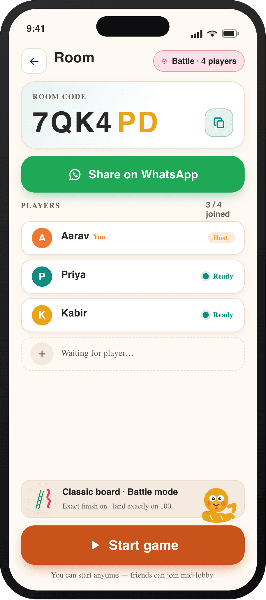 Create multiplayer room